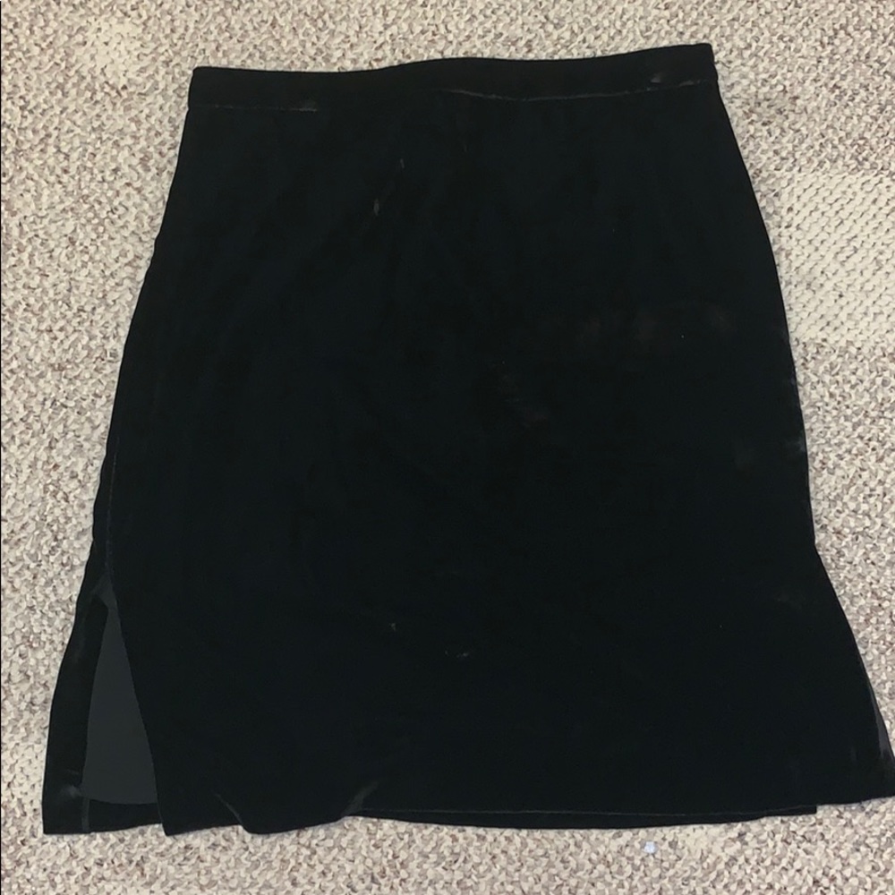 Madewell Black Velvet Pencil Skirt